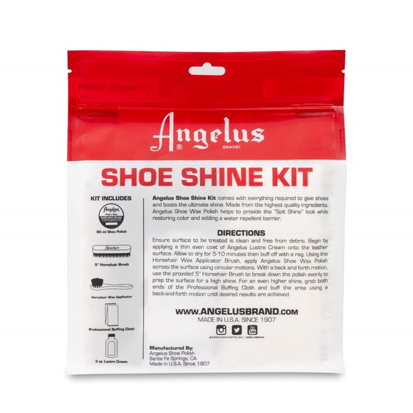 Leather Shoe Boot Clean Polish SHINE KIT Black Lustre Cream + 2 brushes Angelus - Picture 2 of 10